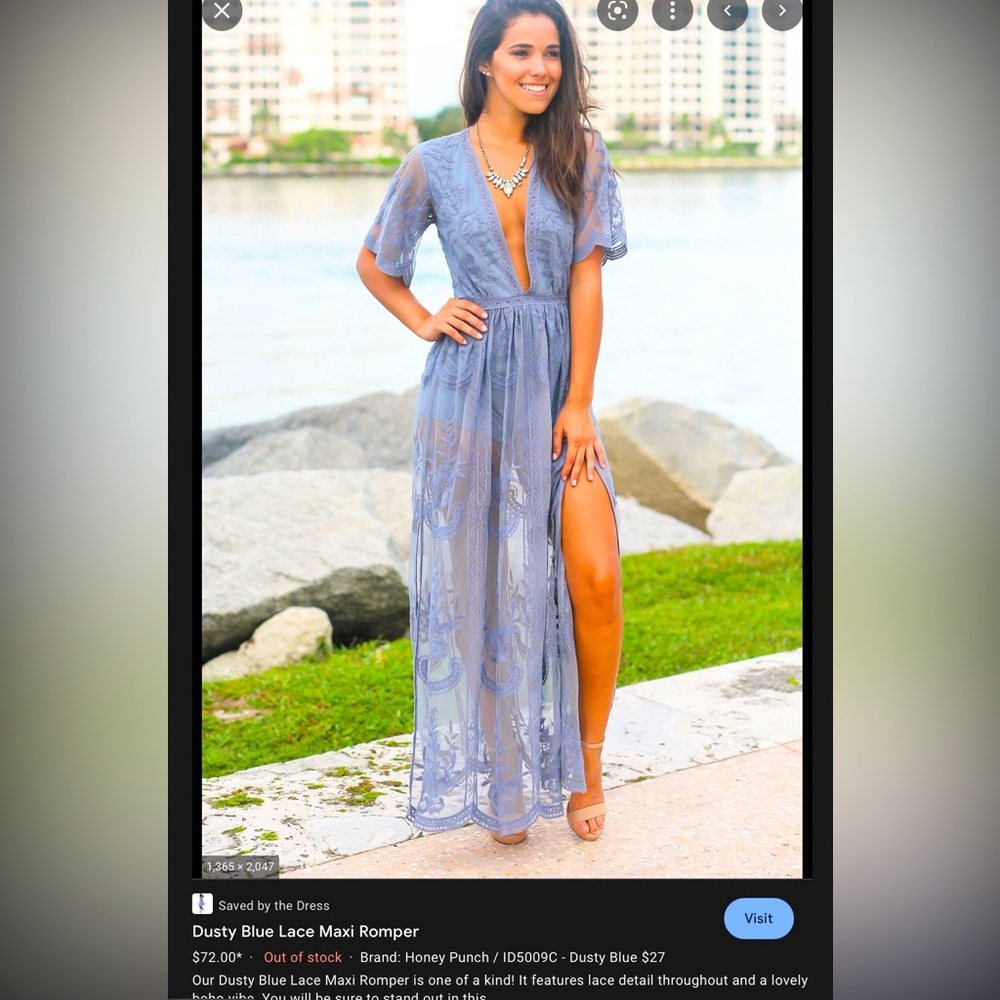 Vici Honey punch dusty blue lace romper M sold out